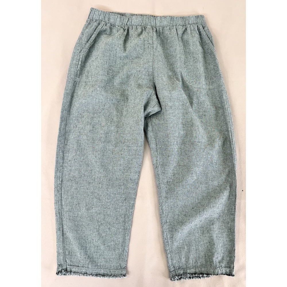 cut loose Light Teal Cropped Elastic Waist Pants